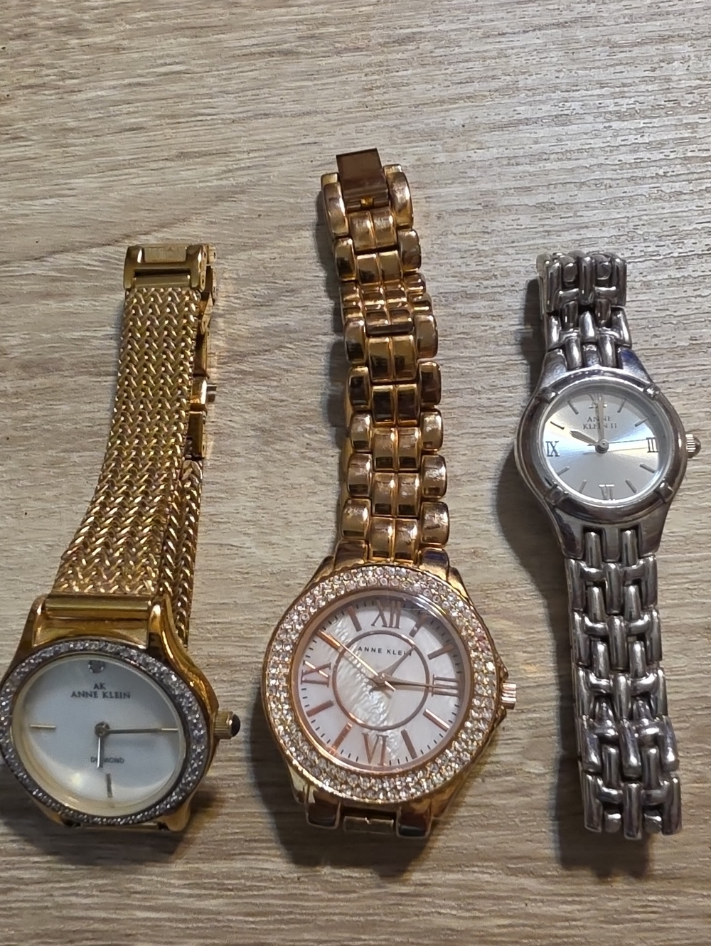 3 Anne Klein Gold Tone Crystal-Trim Round Dial Women's Watches, & Silvertone